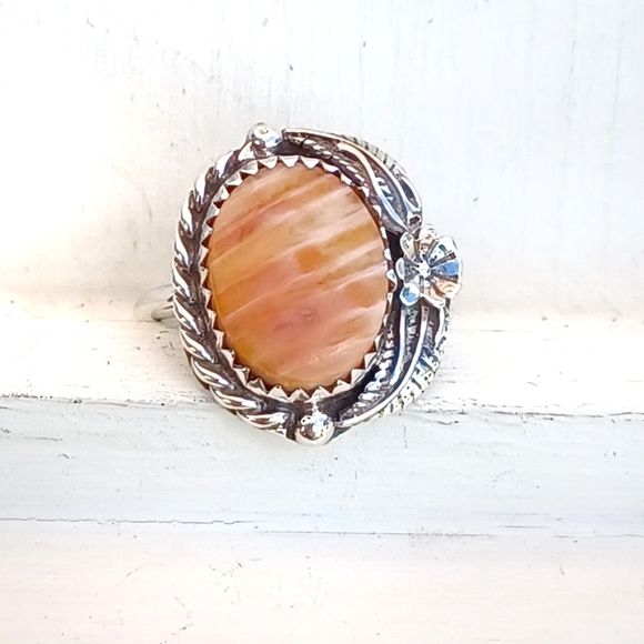 Orange Tone Silver Ring - Picture 2 of 9